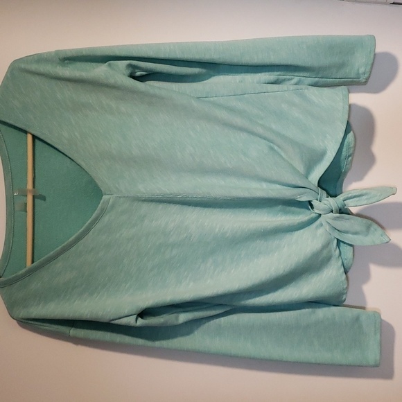 Lightweight V Neck Sweatshirt with knotted Front - Picture 1 of 4
